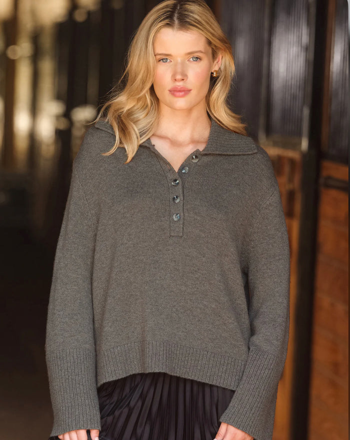 Simone Oversized Polo Pullover, Size M