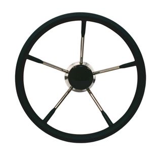 Steering Wheel 13.8"Stainless Steel with Black Soft Grip