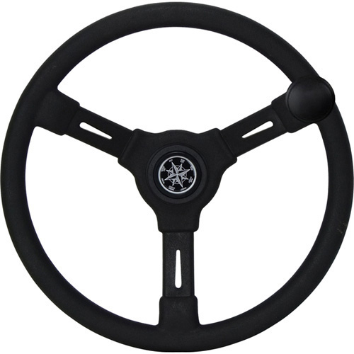 Steering Wheel 350mm Black 3 Spoke Wheel With Knob
