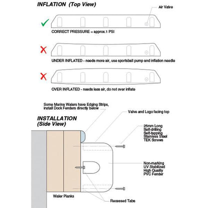 Straight Dock Fender - White