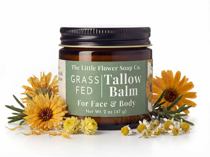 Tallow Balm for Dry Skin | Natural Grass - Fed Moisturizer - Little Flower Soap CoFace Care