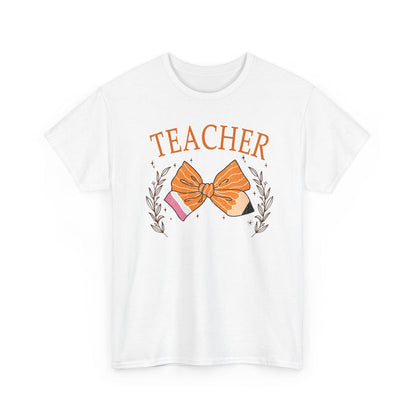 Teacher Bow and Flower Shirt | Gildan Teacher T-Shirt | Cute Fall Teacher Graphic Tee | Teacher Appreciation Gift