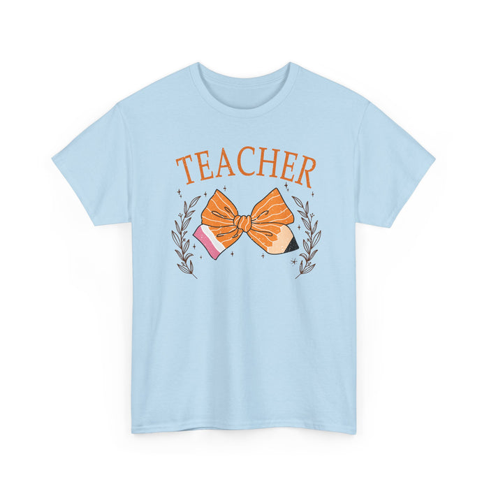 Teacher Bow and Flower Shirt | Gildan Teacher T-Shirt | Cute Fall Teacher Graphic Tee | Teacher Appreciation Gift