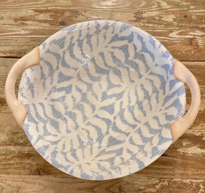 Terrafirma Ceramics 9" Vegetable Bowl With Handles (Charcoal, Cobalt, Opal)