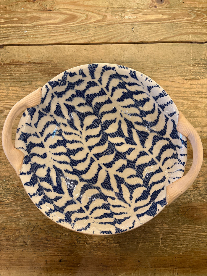 Terrafirma Ceramics 9" Vegetable Bowl With Handles (Charcoal, Cobalt, Opal)