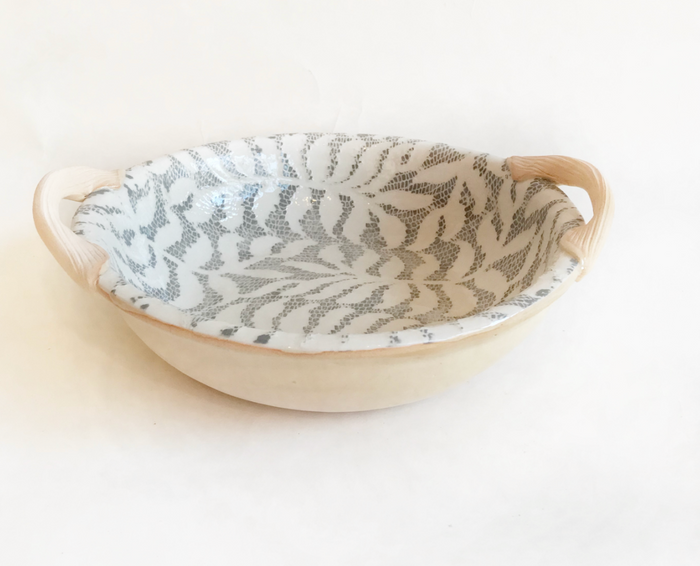 Terrafirma Ceramics 9" Vegetable Bowl With Handles (Charcoal, Cobalt, Opal)