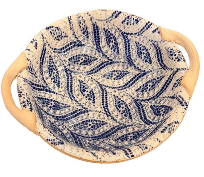 Terrafirma Ceramics 9" Vegetable Bowl With Handles (Charcoal, Cobalt, Opal)