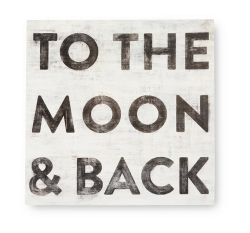 To The Moon & Back Wood Art Tile, 9x9"