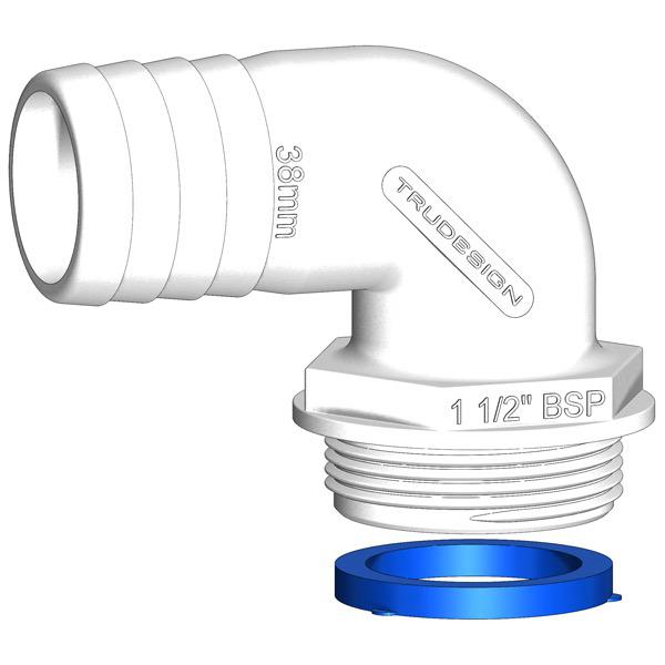 TRUDESIGN 1-1/2" BSP (M) Aquavalve Hose Tail - Angled
