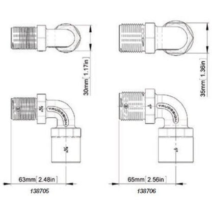 TRUDESIGN Connector - Female & Male Thread 90 Degree - Bosuns Boat