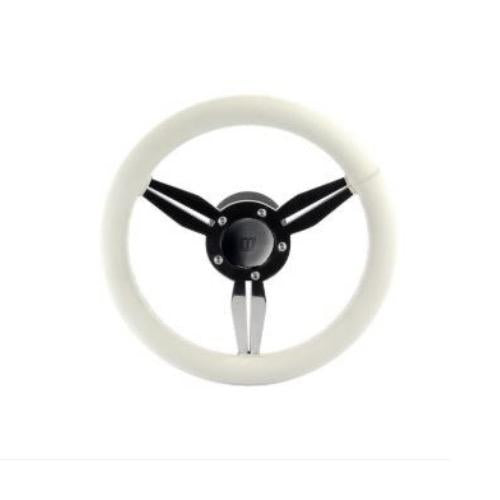 Vetus ALBUS Marine Steering Wheel – White Leather, 300mm, Polished Aluminium Spokes (SWALB30) - Bosuns Boat