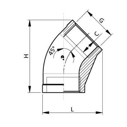 Vetus Female End Plug Elbow 45° - AISI 316 Stainless Steel - Bosuns Boat