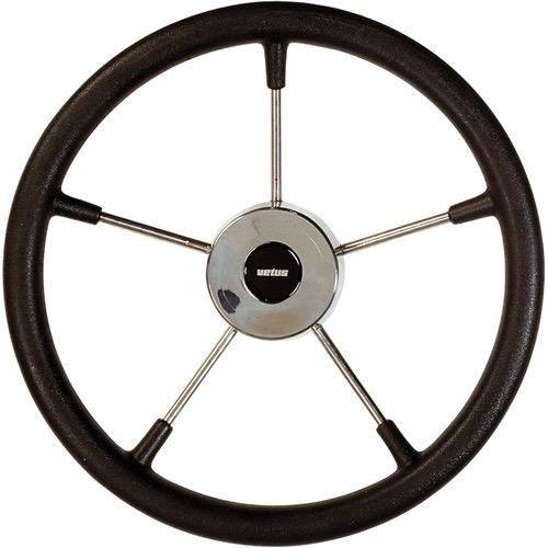 Vetus KS36 Steering Wheel — PU Foam Rim, AISI 316 Stainless, 360mm (Black & Grey) - Bosuns Boat
