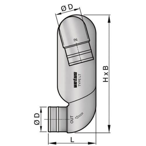 Vetus LT Series Plastic Exhaust Gooseneck Waterlock — 65–152mm - Bosuns Boat