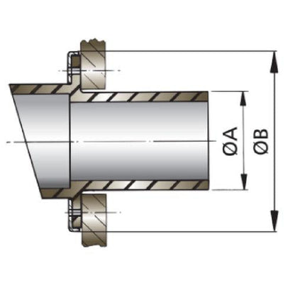 Vetus Rubber Transom Exhaust Connection – EPDM, Hose Dia: 76 & 90mm, AISI 316 Ring (TRC7590R) - Bosuns Boat