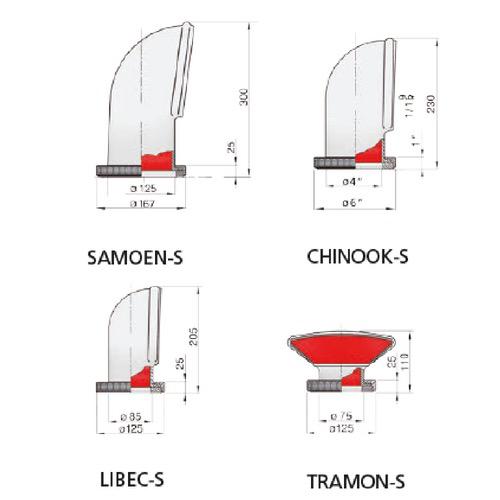 Vetus Silicone Cowl Ventilator with Plastic Deck Ring & Nut — TRAMON / LIBEC / CHINOOK / SAMOEN - Bosuns Boat