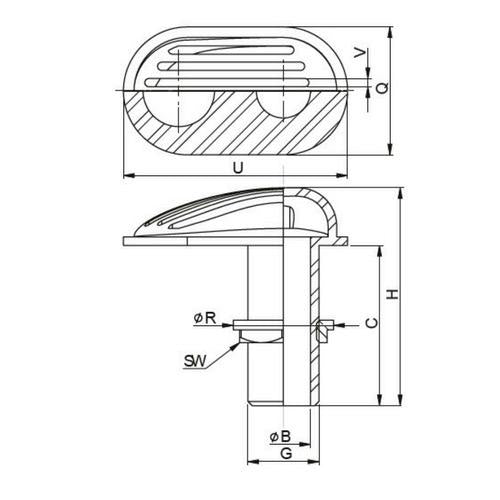 Vetus Water Scoop Skin Fitting — QJ05M Series (3/8″–2″) - Bosuns Boat