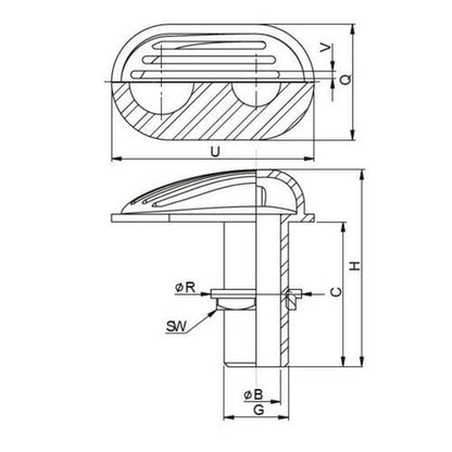 Vetus Water Scoop Skin Fitting — QJ05M Series (3/8″–2″) - Bosuns Boat