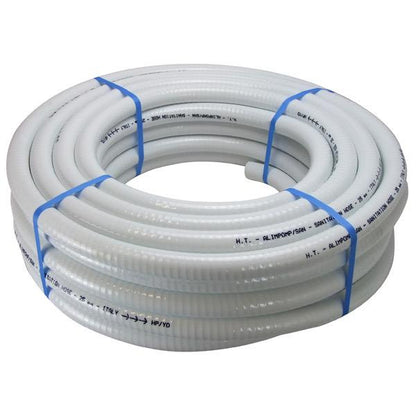 White Sanitation Hose - Steel Reinforced (Sold & Priced Per Meter Min. of 10m) - Roll Length 30m - Bosuns Boat