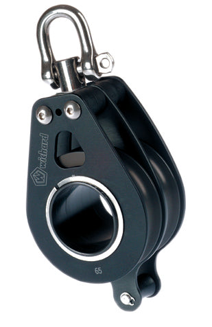 Wichard 95206 Roller blocks / sheave 65 / double / with swivel head and becket - bosunsboat