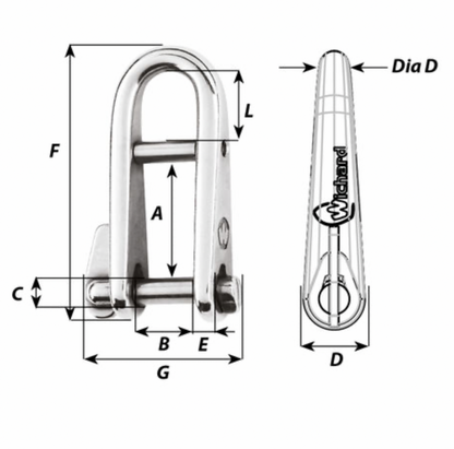 Wichard HR key pin shackle with bar - Dia 5 mm - Bosuns Boat