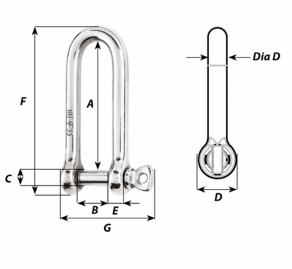Wichard HR long D shackle - Dia 10 mm - Bosuns Boat