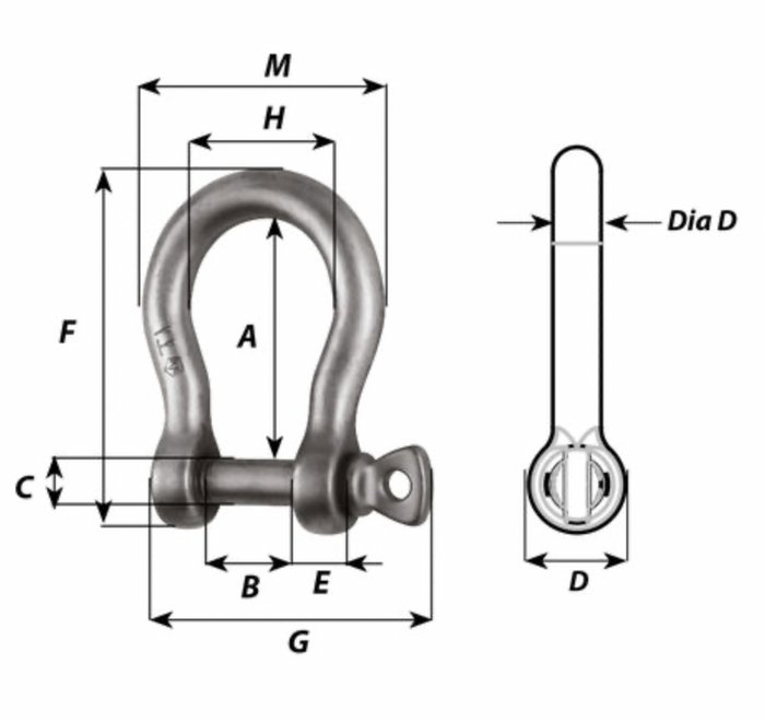 Wichard Titanium bow shackle - Dia 10 mm - Bosuns Boat