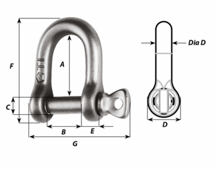 Wichard Titanium D shackle - Dia 6 mm - Bosuns Boat