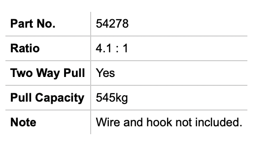 WINCH - HAND - STAINLESS STEEL