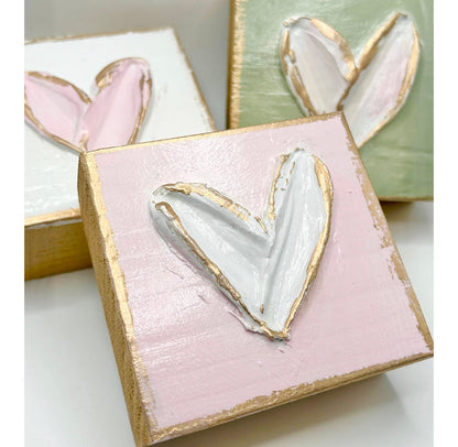 Wooden Heart Block (Pink, White)