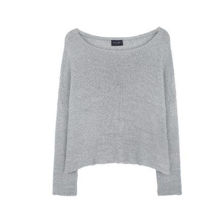 Wooden Ships Knits Key West Crew Cotton Sweater, Silvertone