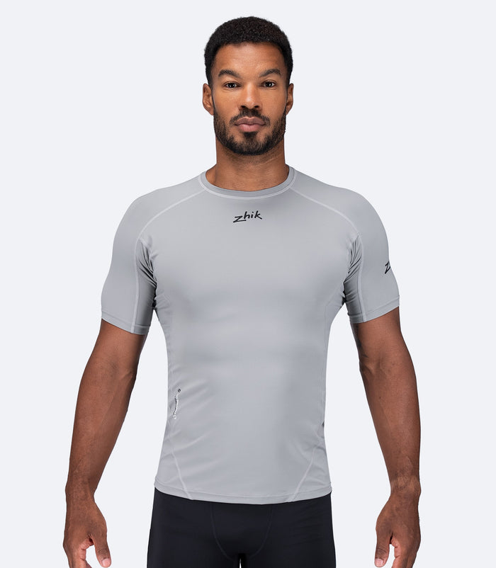 Zhik Mens Eco Spandex LT Short Sleeve Baselayer Top - Platinum - Bosuns Boat