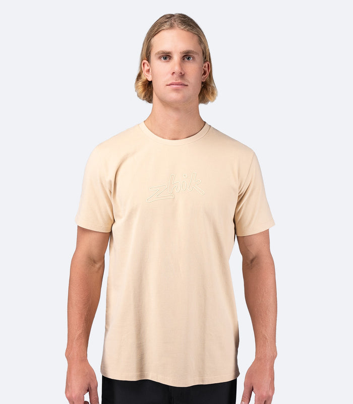 Zhik Mens Logo Cotton T-Shirt - Sand - Bosuns Boat