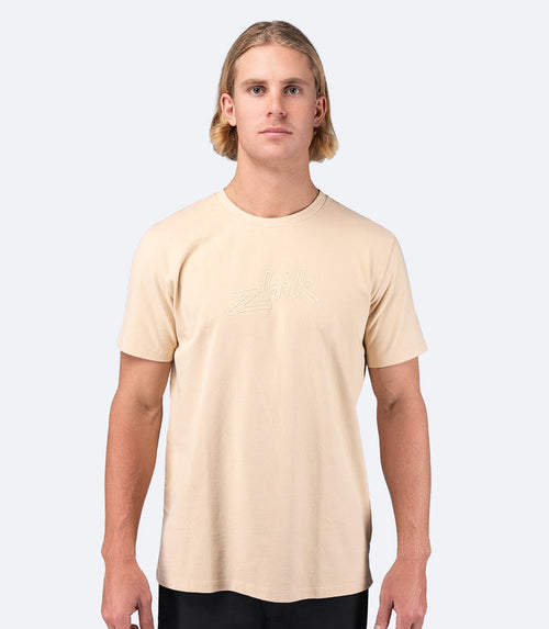Zhik Mens Logo Cotton T-Shirt - Sand - Bosuns Boat