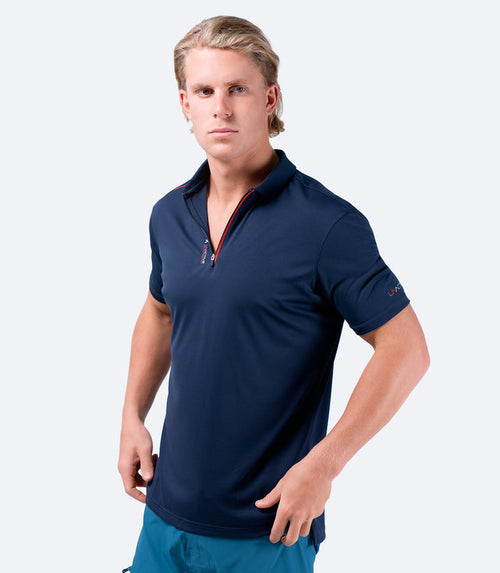 Zhik Mens UVActive Zip Sports Polo - Navy - Bosuns Boat