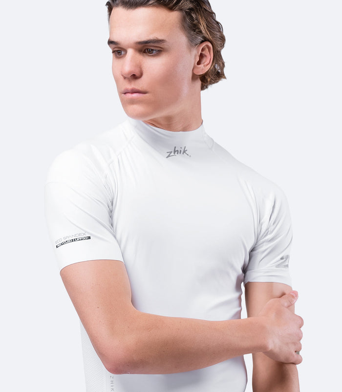Zhik Mens White Eco Spandex Short Sleeve Top