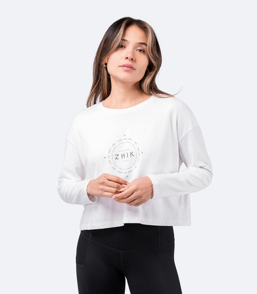 Zhik Womens Compass Print Long Sleeve Cotton Tee - Bosuns Boat