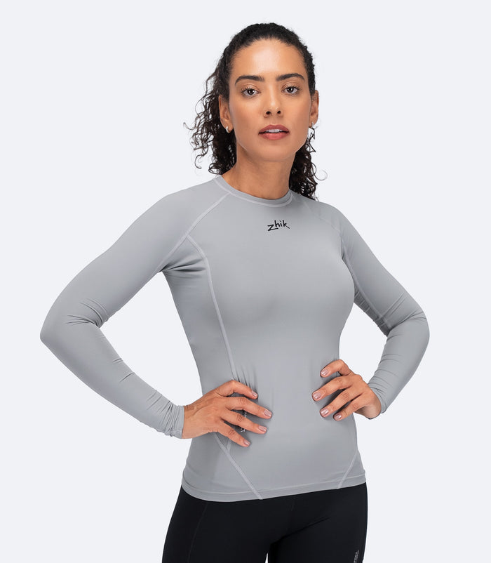 Zhik Womens Eco Spandex LT Long Sleeve Baselayer Top - Platinum - Bosuns Boat