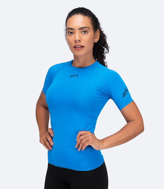 Zhik Womens Eco Spandex LT Short Sleeve Baselayer Top - Cyan - Bosuns Boat