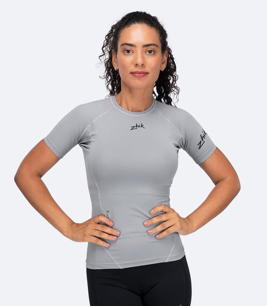 Zhik Womens Eco Spandex LT Short Sleeve Baselayer Top - Platinum - Bosuns Boat