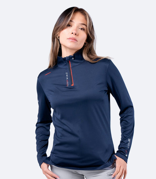 Zhik Womens UVActive High Collar 1/4 Zip Top - Navy - Bosuns Boat
