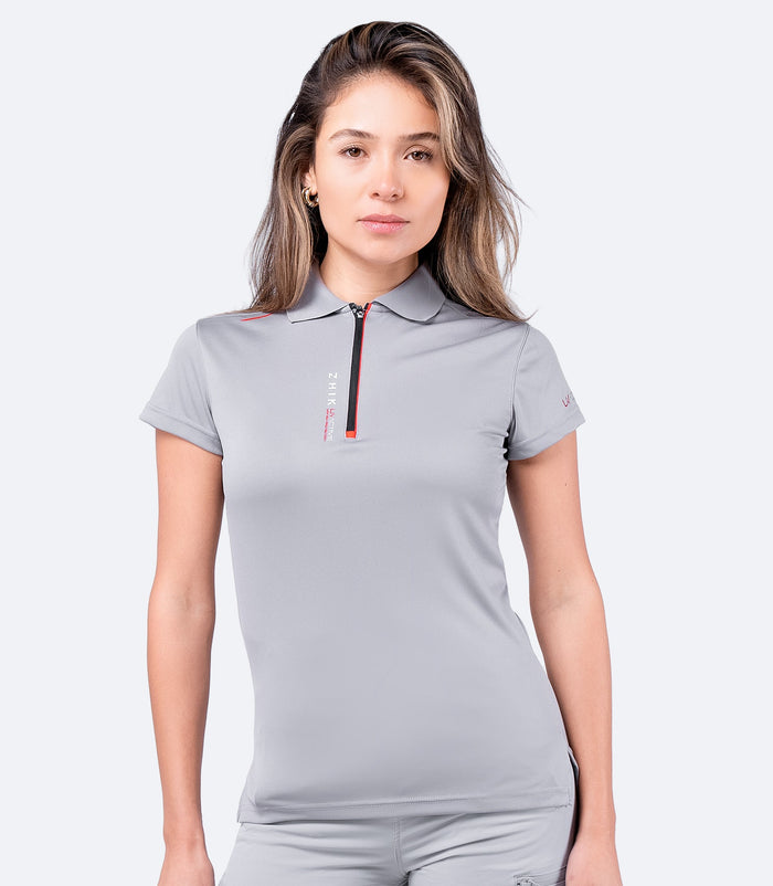 Zhik Womens UVActive Zip Sports Polo - Grey - Bosuns Boat