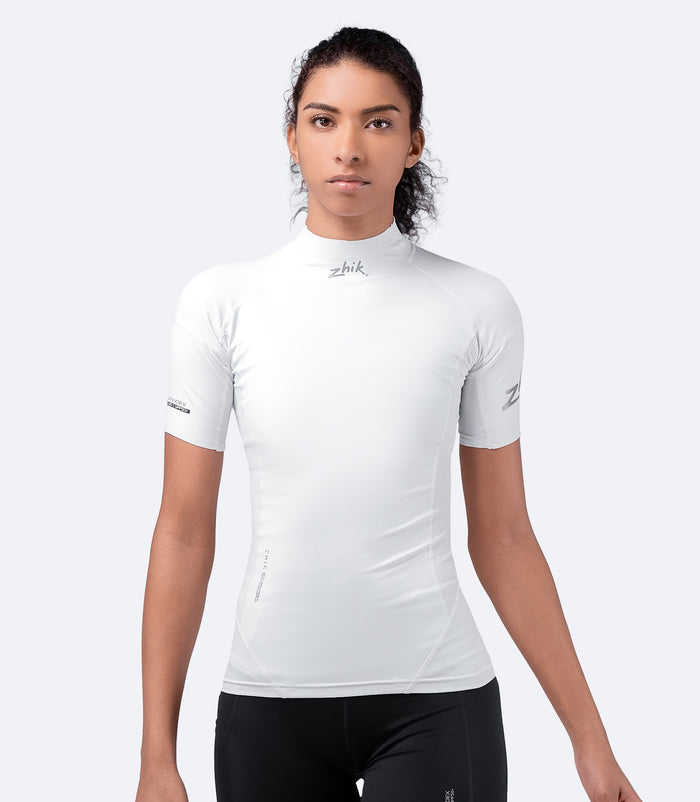 Zhik Womens White Eco Spandex Short Sleeve Top
