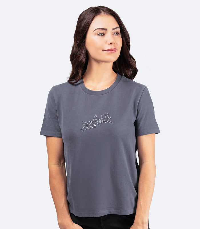 Zhik Womens Zhik Logo Cotton T-Shirt - Navy Grey - Bosuns Boat