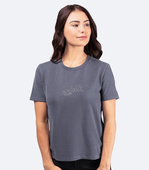Zhik Womens Zhik Logo Cotton T-Shirt - Navy Grey - Bosuns Boat