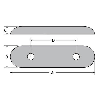 Zinc Oblong Block Anode Bolt-on - 2 Holes
