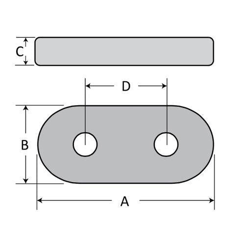 Zinc Oval Block Anode Bolt-on