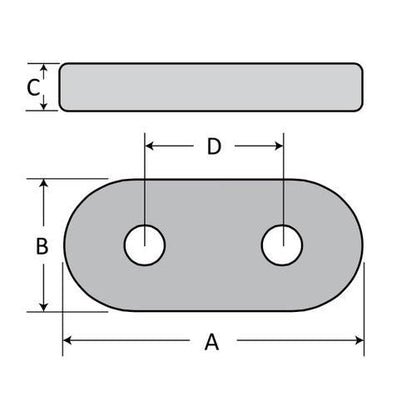 Zinc Oval Block Anode Bolt-on
