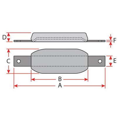 Zinc Oval Block Anode w/ Strap - 300mm x 150mm