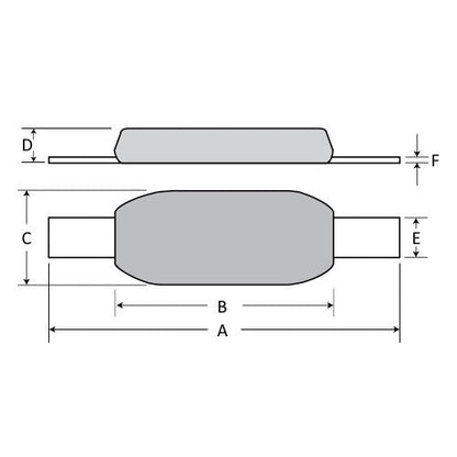 Zinc Oval Block Anode w/ Strap - 300mm x 150mm